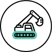Simple line drawing of an excavator